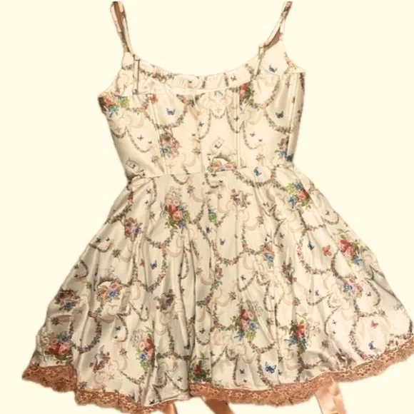 Sugar Thrillz Renaissance Butterfly Dolls Kill Lace Corset Floral Mini Dress - Picture 3 of 16